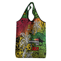 Personalized Vanuatu 45th Independence Anniversary Grocery Bag Melanesian Pattern Reggae - Polynesian Pride