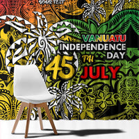 Personalized Vanuatu 45th Independence Anniversary Window Curtain Melanesian Pattern Reggae - Polynesian Pride