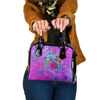 Dolphin Polynesia Shoulder Handbag Hibiscus Tropical Wave - Purple Vibes