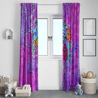 Dolphin Polynesia Window Curtain Hibiscus Tropical Wave - Purple Vibes