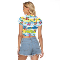 Surfing Christmas Raglan Cropped T Shirt Tropical Santa Let's Go Surfing DT02 - Polynesian Pride