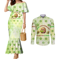 Kiwi Cannibalism Couples Matching Mermaid Dress and Long Sleeve Button Shirt New Zealand Kiwi Cute Bird Funny DT02 Green - Polynesian Pride