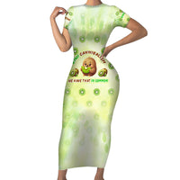Kiwi Cannibalism Short Sleeve Bodycon Dress New Zealand Kiwi Cute Bird Funny DT02 Long Dress Green - Polynesian Pride
