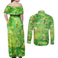 I Love Kiwi Couples Matching Off Shoulder Maxi Dress and Long Sleeve Button Shirt New Zealand Kiwi Fruit Summer Cocktail DT02 - Polynesian Pride