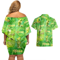 I Love Kiwi Couples Matching Off Shoulder Short Dress and Hawaiian Shirt New Zealand Kiwi Fruit Summer Cocktail DT02 - Polynesian Pride
