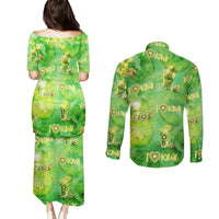 I Love Kiwi Couples Matching Puletasi and Long Sleeve Button Shirt New Zealand Kiwi Fruit Summer Cocktail DT02 - Polynesian Pride