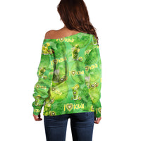 I Love Kiwi Off Shoulder Sweater New Zealand Kiwi Fruit Summer Cocktail