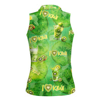 I Love Kiwi Women Sleeveless Polo Shirt New Zealand Kiwi Fruit Summer Cocktail