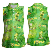 I Love Kiwi Women Sleeveless Polo Shirt New Zealand Kiwi Fruit Summer Cocktail
