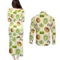 Kiwi Cute Humorous Couples Matching Puletasi and Long Sleeve Button Shirt New Zealand Fruit