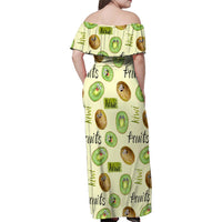 Kiwi Cute Humorous Family Matching Off Shoulder Maxi Dress and Hawaiian Shirt New Zealand Fruit