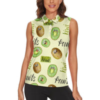 Kiwi Cute Humorous Women Sleeveless Polo Shirt New Zealand Fruit