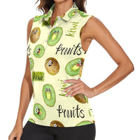 Kiwi Cute Humorous Women Sleeveless Polo Shirt New Zealand Fruit