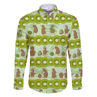 New Zealand Kiwi Fruit Witty Kiwi Bird Family Matching Off The Shoulder Long Sleeve Dress and Hawaiian Shirt