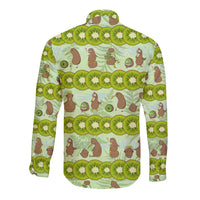 New Zealand Kiwi Fruit Witty Kiwi Bird Long Sleeve Button Shirt