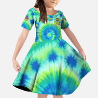 Just a Girl Who Loves Kiwis Family Matching Long Sleeve Bodycon Dress and Hawaiian Shirt New Zealand Tie Dye DT02 Daughter's Dress Green - Polynesian Pride