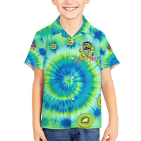 Just a Girl Who Loves Kiwis Family Matching Long Sleeve Bodycon Dress and Hawaiian Shirt New Zealand Tie Dye DT02 Son's Shirt Green - Polynesian Pride