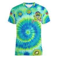 Just a Girl Who Loves Kiwis Women V-Neck T-Shirt New Zealand Tie Dye DT02 Female Green - Polynesian Pride