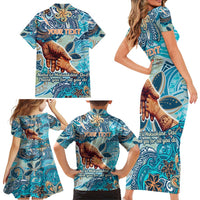 Hand In Hand Father's Day Polynesian Family Matching Short Sleeve Bodycon Dress and Hawaiian Shirt Tribal Flower Pattern