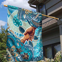 Hand In Hand Father's Day Polynesian Garden Flag Tribal Flower Pattern