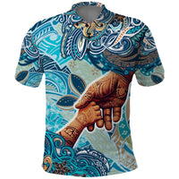 Hand In Hand Father's Day Polynesian Polo Shirt Tribal Flower Pattern