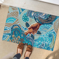 Hand In Hand Father's Day Polynesian Rubber Doormat Tribal Flower Pattern DT02 - Polynesian Pride