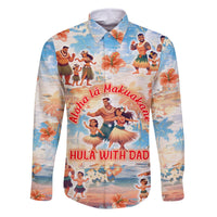 Hawaii Father's Day Family Matching Off The Shoulder Long Sleeve Dress and Hawaiian Shirt Hula With Dad