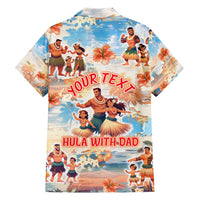 Hawaii Father's Day Family Matching Off Shoulder Short Dress and Hawaiian Shirt Hula With Dad