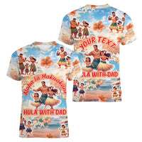 Hawaii Father's Day Women V-Neck T-Shirt Hula With Dad