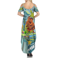 Palau Father's Day Polynesia Family Matching Summer Maxi Dress and Hawaiian Shirt Dad and Son