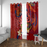 Happy Father's Day French Polynesia Window Curtain Family Turtle Hibiscus