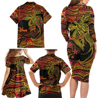 Papua New Guinea 50th Independence Day Family Matching Long Sleeve Bodycon Dress and Hawaiian Shirt Culture Spirit and Sovereignty