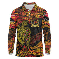 Papua New Guinea 50th Independence Day Long Sleeve Polo Shirt Culture Spirit and Sovereignty