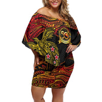 Papua New Guinea 50th Independence Day Off Shoulder Short Dress Culture Spirit and Sovereignty