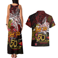 PNG 1975 - 2025 Couples Matching Tank Maxi Dress and Hawaiian Shirt Papua New Guinea 50th Independence Anniversary