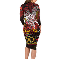 PNG 1975 - 2025 Family Matching Long Sleeve Bodycon Dress and Hawaiian Shirt Papua New Guinea 50th Independence Anniversary