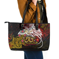 PNG 1975 - 2025 Leather Tote Bag Papua New Guinea 50th Independence Anniversary