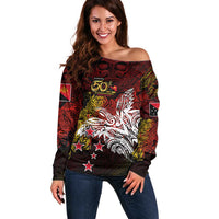 PNG 1975 - 2025 Off Shoulder Sweater Papua New Guinea 50th Independence Anniversary