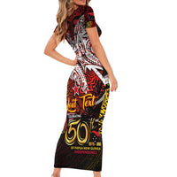PNG 1975 - 2025 Short Sleeve Bodycon Dress Papua New Guinea 50th Independence Anniversary