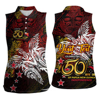 PNG 1975 - 2025 Women Sleeveless Polo Shirt Papua New Guinea 50th Independence Anniversary