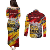Papua New Guinea 50th Independence Day Couples Matching Puletasi and Long Sleeve Button Shirt Celebrate Our History, Inspire Our Future