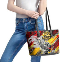 Papua New Guinea 50th Independence Day Leather Tote Bag Celebrate Our History, Inspire Our Future