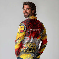 Papua New Guinea 50th Independence Day Long Sleeve Polo Shirt Celebrate Our History, Inspire Our Future