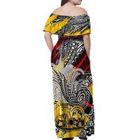 Papua New Guinea 50th Independence Day Off Shoulder Maxi Dress Celebrate Our History, Inspire Our Future