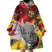 Papua New Guinea 50th Independence Day Wearable Blanket Hoodie Celebrate Our History, Inspire Our Future