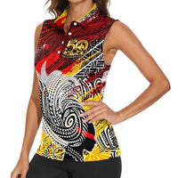 Papua New Guinea 50th Independence Day Women Sleeveless Polo Shirt Celebrate Our History, Inspire Our Future