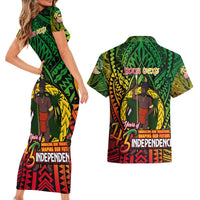 Vanuatu 45th Independence Anniversary Couples Matching Short Sleeve Bodycon Dress and Hawaiian Shirt Embracing Our Traditions Shaping Our Future