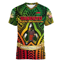 Vanuatu 45th Independence Anniversary Women V-Neck T-Shirt Embracing Our Traditions Shaping Our Future