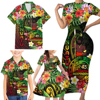 45th Anniversary of Freedom Vanuatu Family Matching Short Sleeve Bodycon Dress and Hawaiian Shirt Island Pride Cultural Power Pacific Unity
