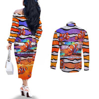 The Ocean Best Dad Couples Matching Off The Shoulder Long Sleeve Dress and Long Sleeve Button Shirt Like Marlin Happy Fathers Day To a True Hero DT02 - Polynesian Pride